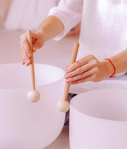 The Healing Harmony of Crystal Singing Bowls during Sound Therapy